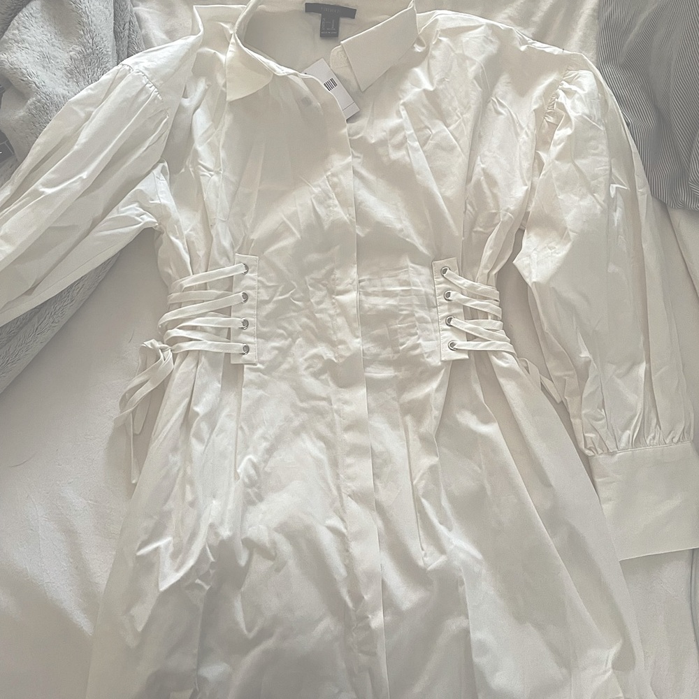 Forever 21 white side scrunch Dress